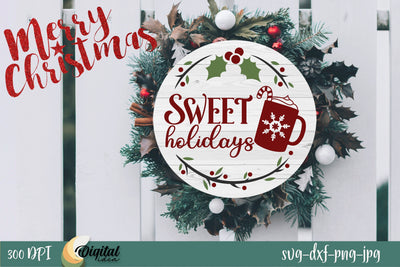 Christmas round sign SVG. Sweet Christmas Holidays SVG Design. SVG Evgenyia Guschina 