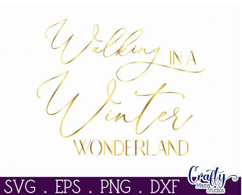 Christmas Round Sign Svg, Walking In A Winter Wonderland SVG Crafty Mama Studios 