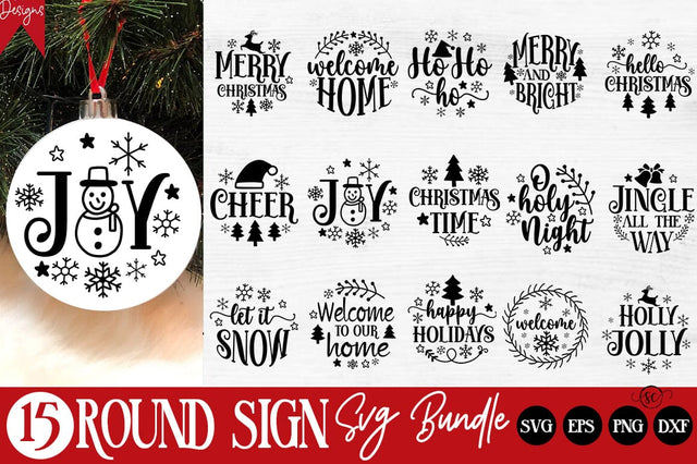 Christmas Round Signs Bundle SVG Svgcraft 