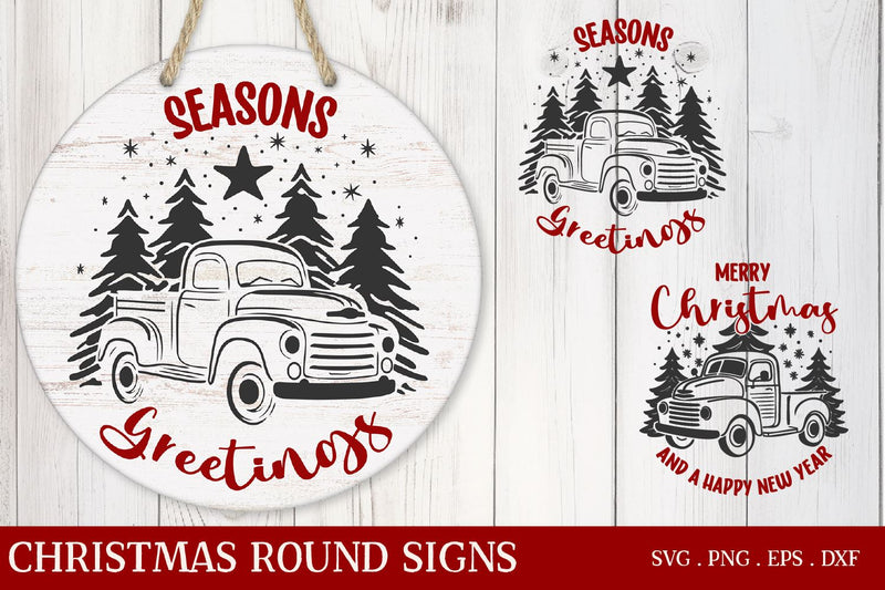 Christmas Round Signs | Round Sign SVG Cut File SVG Petunia Digital Design 