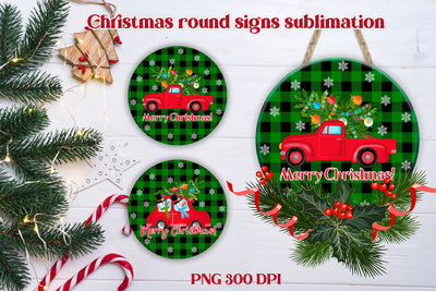Christmas round signs sublimation | Christmas front door sign Sublimation Svetana Studio 