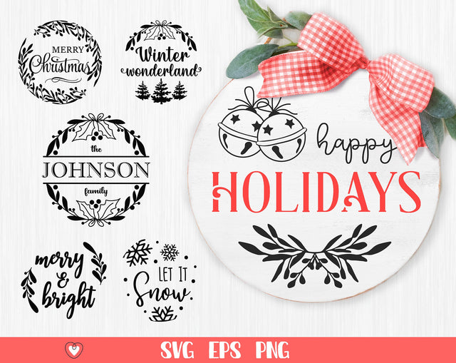 Christmas round signs svg Bundle, Christmas ornaments svg, Christmas door signs svg SVG Pretty Meerkat 