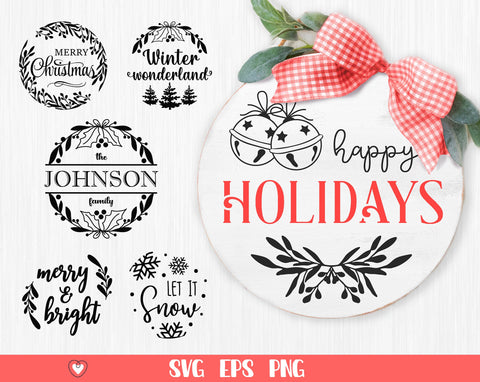 Christmas round signs svg Bundle, Christmas ornaments svg, Christmas door signs svg SVG Pretty Meerkat 