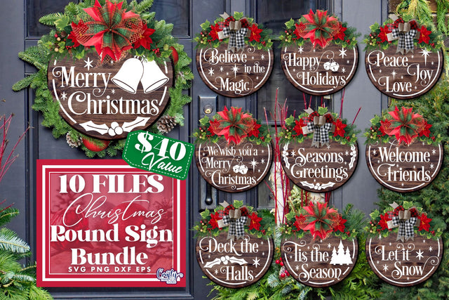 Christmas Round Svg - Christmas Sign Svg SVG Crafty Mama Studios 