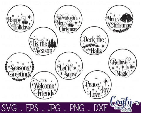 Christmas Round Svg - Christmas Sign Svg SVG Crafty Mama Studios 