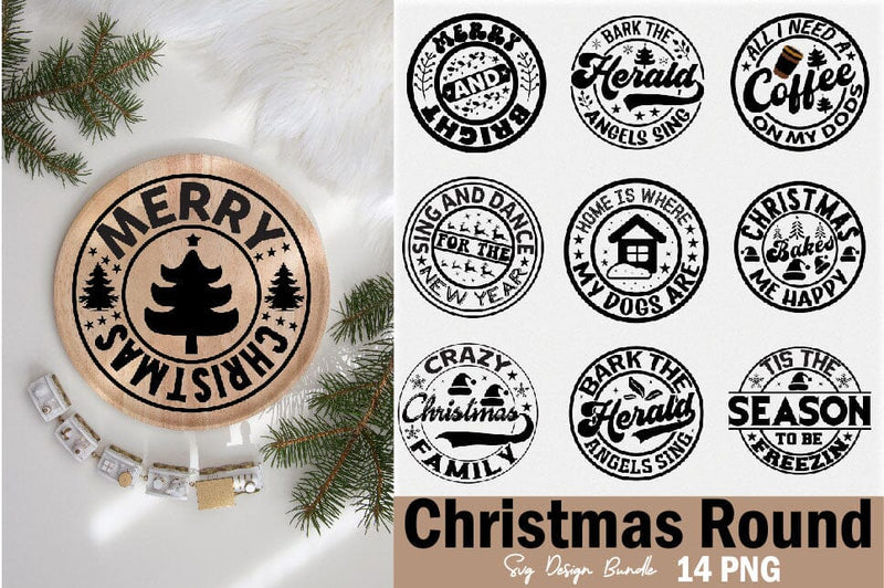 Christmas Round Svg Design Bundle SVG SVGArt 