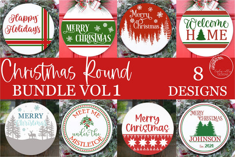 Christmas Round Wood Sign SVG Bundle Vol 1 SVG Linden Valley Designs 