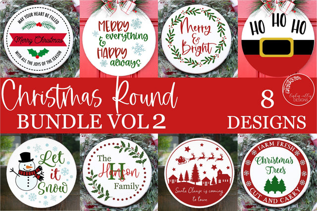Christmas Round Wood Sign SVG Bundle Vol 2 SVG Linden Valley Designs 
