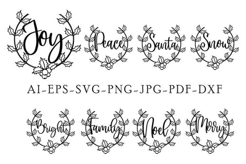 Christmas Round Wreath Clipart Bundle. SVG Evgenyia Guschina 