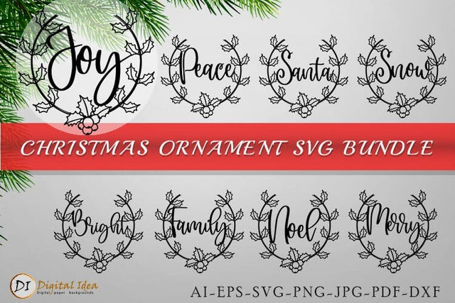 Christmas Round Wreath Clipart Bundle. SVG Evgenyia Guschina 