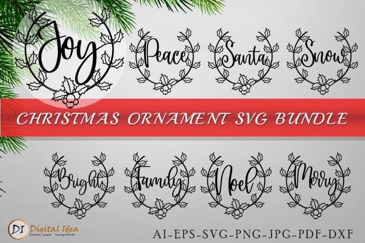 Christmas Round Wreath Clipart Bundle. SVG Evgenyia Guschina 