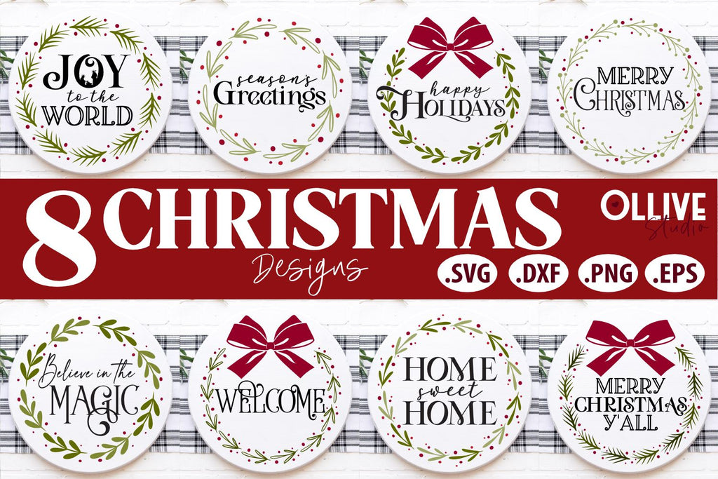 Christmas Rounds Door Signs Bundle SVG - So Fontsy