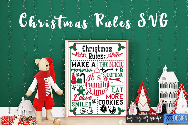 Christmas Rules SVG | Funny Family SVG | Christmas Quotes SVG Fly Design 