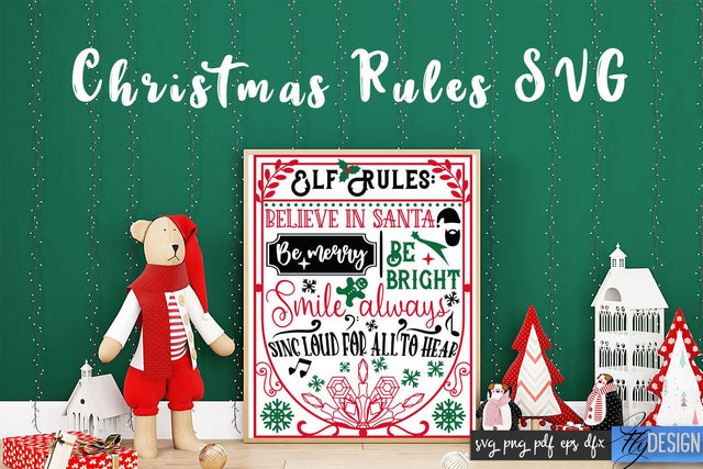 Christmas Rules SVG | Funny Family SVG | Christmas Quotes SVG Fly Design 