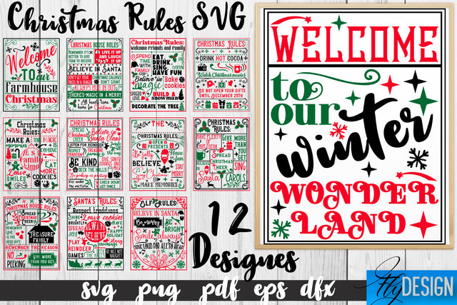 Christmas Rules SVG | Funny Family SVG | Christmas Quotes SVG Fly Design 