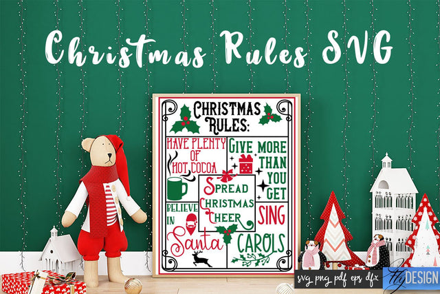 Christmas Rules SVG | Funny Family SVG | Christmas Quotes SVG Fly Design 