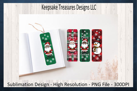 Christmas Santa and Snowman Bookmark Designs, Hand Drawn, Sublimation PNG Printable, Digital Download Sublimation Keepsake Treasures Designs LLC. 