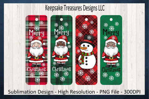 Christmas Santa and Snowman Bookmark Designs, Hand Drawn, Sublimation PNG Printable, Digital Download Sublimation Keepsake Treasures Designs LLC. 