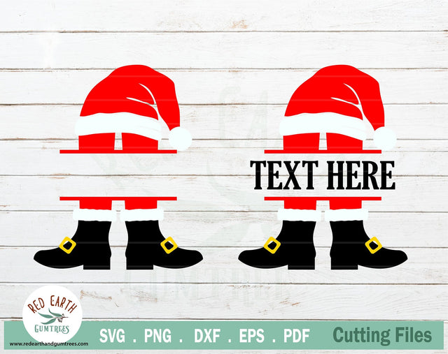 Christmas Santa Claus hat shoes split monogram frame SVG,DXF SVG Redearth and gumtrees 
