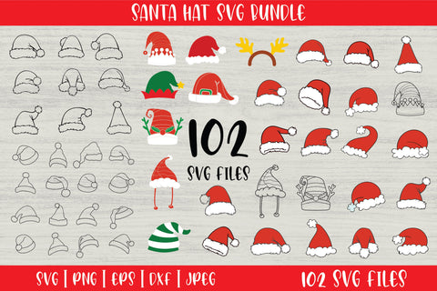 Christmas Santa Hat Svg Bundle SVG DIYCUTTINGFILES 