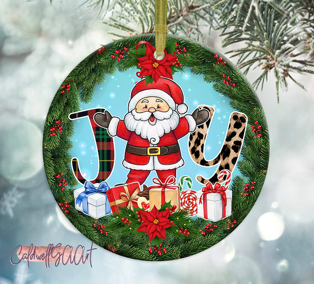 Christmas Santa Joy Ornament Png, Round Christmas Ornament, PNG Instant Download, Xmas Ornament Sublimation Designs Downloads Sublimation CaldwellArt 