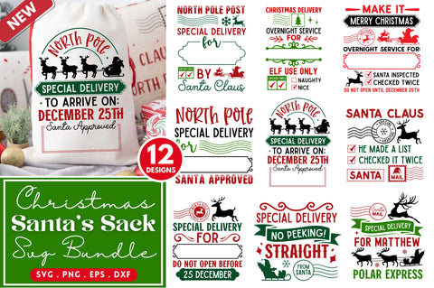 Christmas Santa Sack Bundle SVG Regulrcrative 
