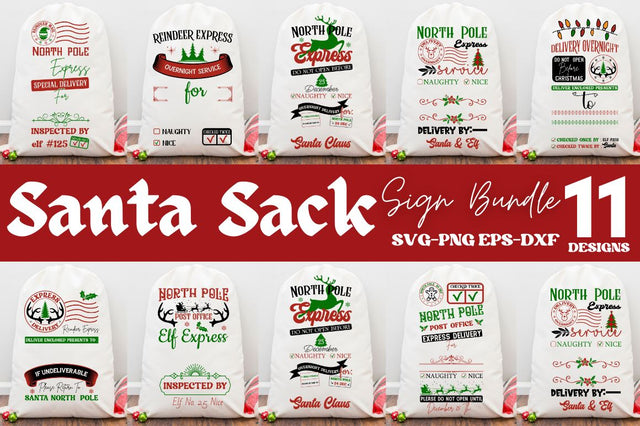 Christmas Santa Sack SVG Bundle SVG DESIGNISTIC 