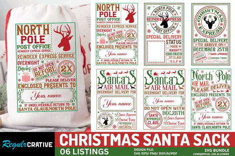 Christmas Santa Sack Svg Bundle SVG Regulrcrative 