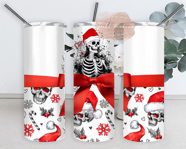 Christmas Santa Skeleton Tumbler Png, Christmas Skull 20oz Skinny Tumbler, Christmas Horror Design Tumbler, Merry Christmas Sublimation Design, Digital Download Sublimation Rabbitmakies 