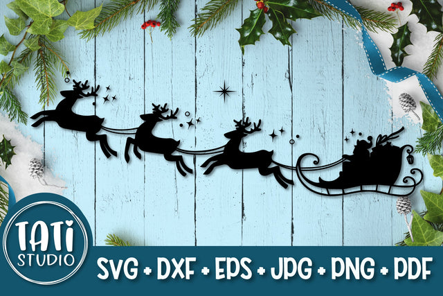 Christmas Santa sleigh ride cut file | Christmas SVG SVG TatiStudio 