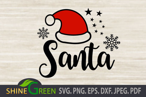Christmas Santa SVG Cut File DXF EPS PNG SVG Shine Green Art 