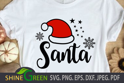 Christmas Santa SVG Cut File DXF EPS PNG SVG Shine Green Art 