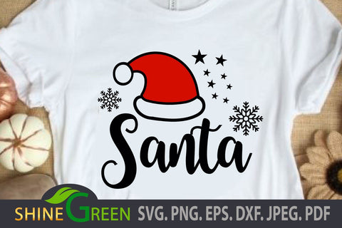 Christmas Santa SVG Cut File DXF EPS PNG SVG Shine Green Art 