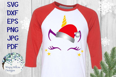 Christmas Santa Unicorn SVG Wispy Willow Designs 