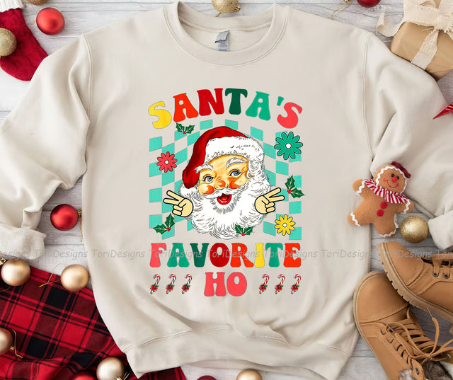 Christmas Santa's Favorite Ho Santa Claus Retro Groovy Sublimation Sublimation ToriDesigns 