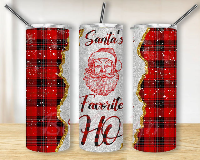 Christmas Santa's favorite HO Template for Straight Tumbler Wraps Templates Christmas 20oz Skinny Tumbler Sublimation Design, Santa's Favorite Ho Red Plaid Christmas Sublimation Designs Downloads Sublimation BouDesign 