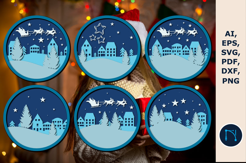 Christmas Scene Laser Cut SVG Bundle SVG MD JOYNAL ABDIN 