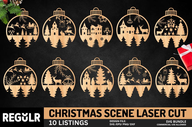 Christmas Scene Laser Cut SVG Bundle SVG Regulrcrative 