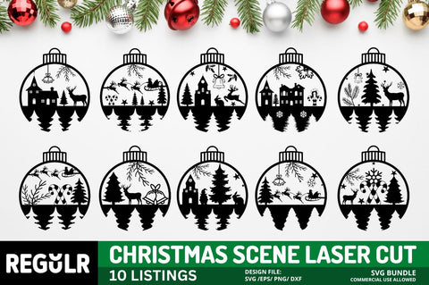 Christmas Scene Laser Cut SVG Bundle SVG Regulrcrative 