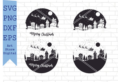 Christmas Scene Svg, Christmas Scene with Santa svg, Christmas svg, new year svg, christmas stencil, christmas paper cut, santa svg SVG Artstoredigital 