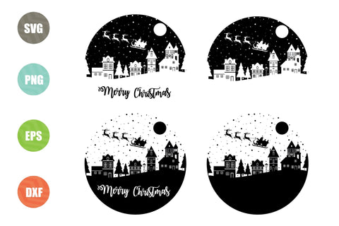 Christmas Scene Svg, Christmas Scene with Santa svg, Christmas svg, new year svg, christmas stencil, christmas paper cut, santa svg SVG Artstoredigital 