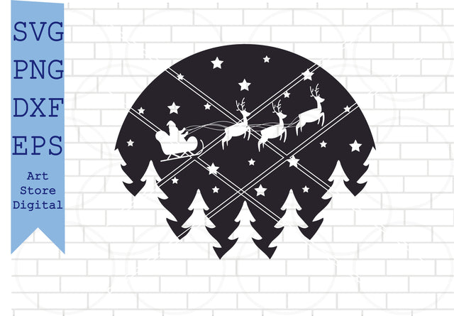 Christmas Scene Svg, Christmas Scene with Santa svg, Christmas svg, new year svg, christmas stencil, christmas paper cut, santa svg SVG Artstoredigital 