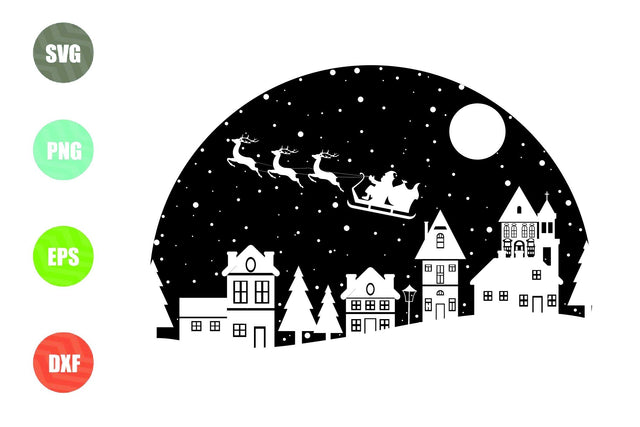 Christmas Scene Svg, Christmas Scene with Santa svg, Christmas svg SVG Artstoredigital 