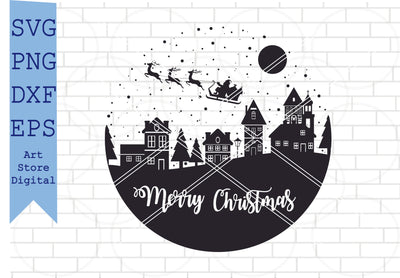 Christmas Scene Svg, Christmas Scene with Santa svg, Christmas svg SVG Artstoredigital 
