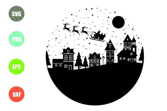 Christmas Scene Svg, Christmas Scene with Santa svg, Christmas svg SVG Artstoredigital 