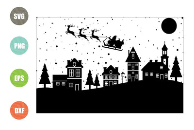 Christmas Scene Svg, Christmas Scene with Santa svg, Christmas svg SVG Artstoredigital 