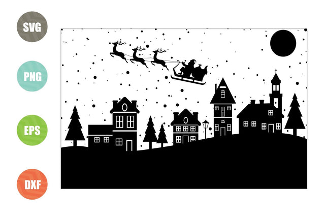 Christmas Scene Svg, Christmas Scene with Santa svg, Christmas svg SVG Artstoredigital 