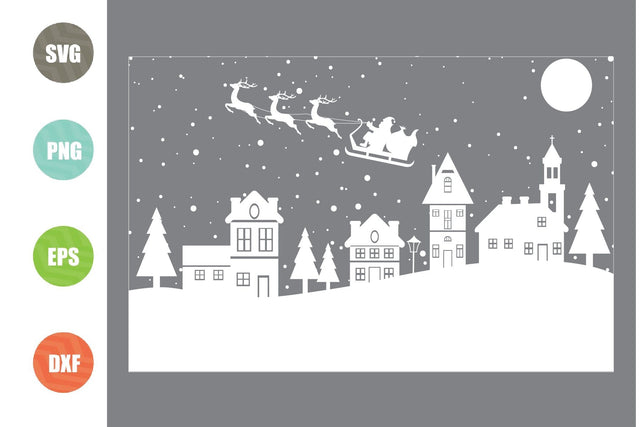 Christmas Scene Svg, Christmas Scene with Santa svg, Christmas svg SVG Artstoredigital 