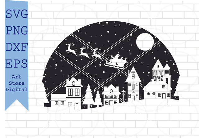 Christmas Scene Svg, Christmas Scene with Santa svg, Christmas svg SVG Artstoredigital 