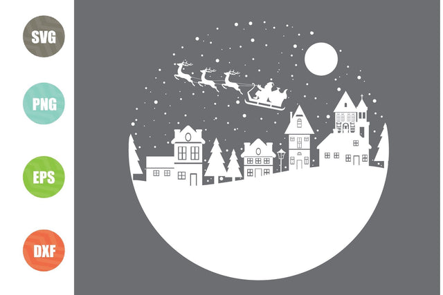 Christmas Scene Svg, Christmas Scene with Santa svg, Christmas svg SVG Artstoredigital 